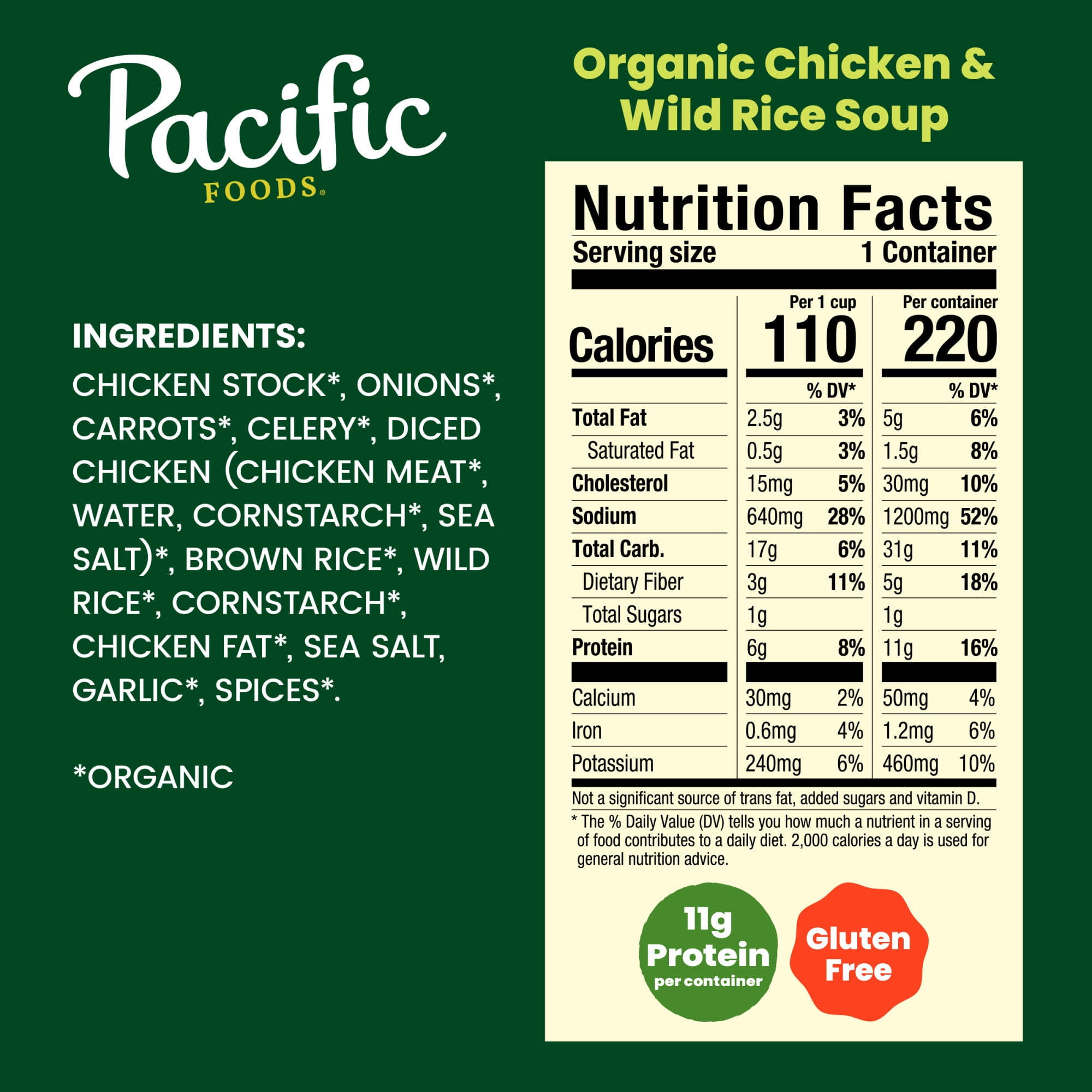 (12 pack) Pacific Foods Organic Chicken and Wild Rice Soup, 16.3 oz Can
