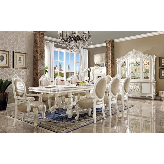 DN01390 Arm Chair (Set-2), PU & Bone White Finsih - Versailles ( 2Pc/1Ctn )
