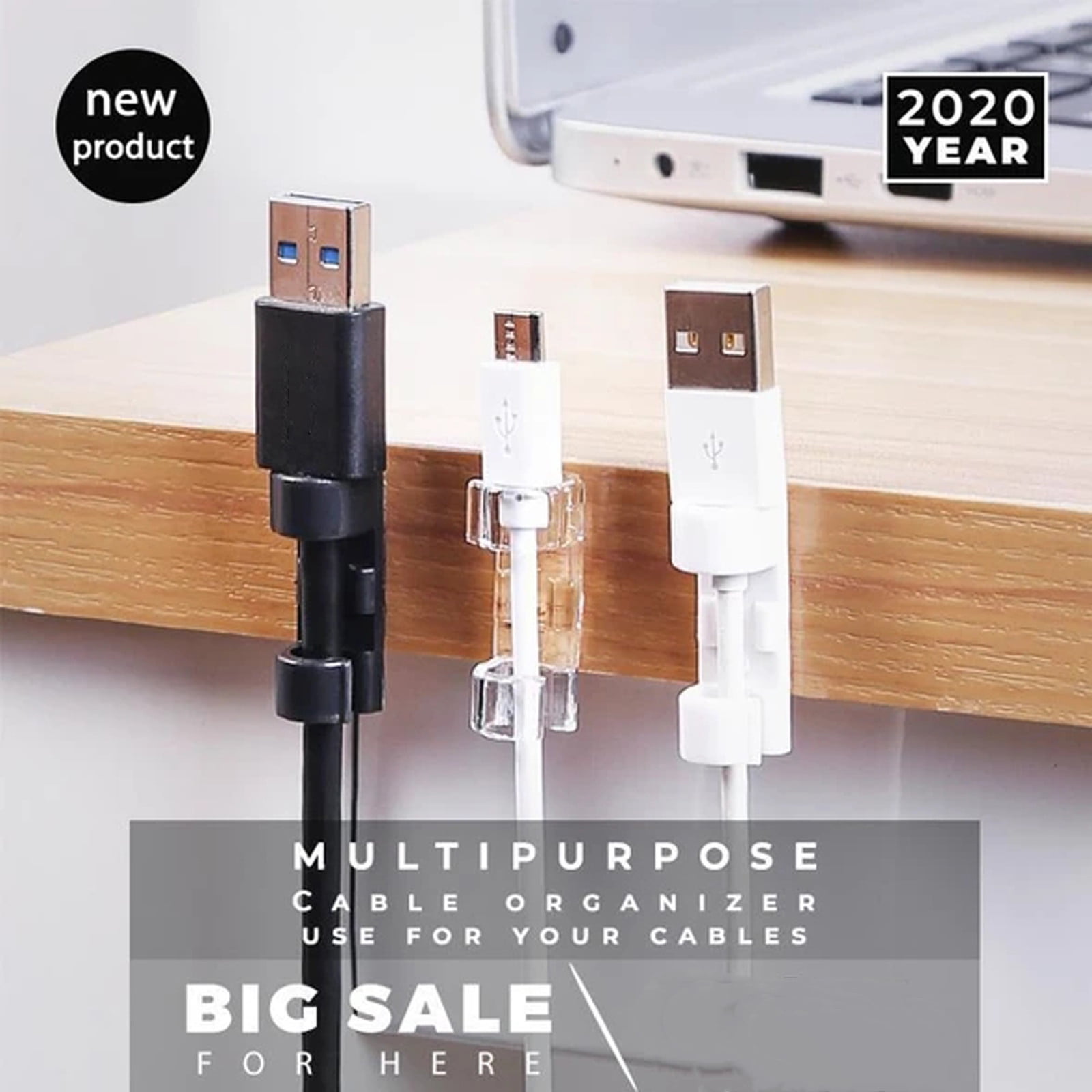 AGPTEK Cable Clips White Self Adhesive 100PCS, Wire Management Holder Cord Organiser Hooks For Desk Wall Workshop Home Office Outdoor Christmas Hanging Decorations Fairy Light