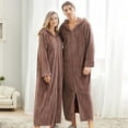 thumbnail image 2 of Youmylove Long Hooded Zipper Bathrobe For Lovers Flannel Robes Winter Warm Housecoat Nightgown Sleepwear Pajamas, 2 of 9