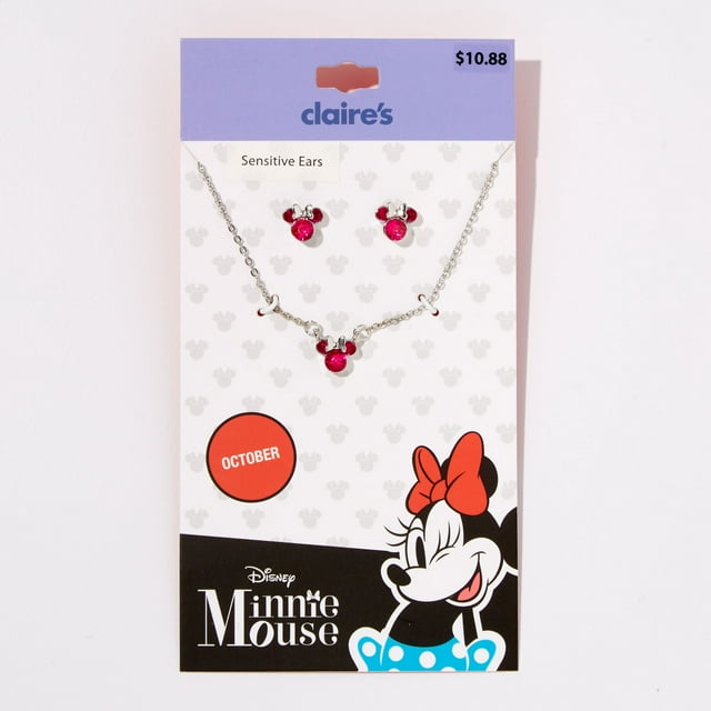 Claire's Disney Licence Minni Mouse Collier en Pierre Précieuse et Boucles d'Oreilles Assorties pour Libra