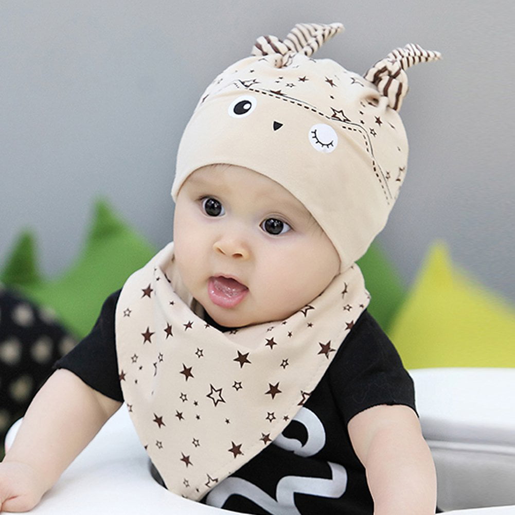Kid Baby Infant Hat  Saliva Towel Triangle Head Scarf Set Toddler Costume 