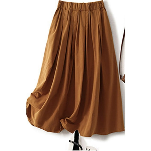 Cadeaux pour Femmes LSLJS Jupe Cheville en Coton et Lin d'Été Unie Brodée à Taille Élastique pour Femme, Jupe Maxi