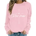 thumbnail image 5 of SYMOID Casual Womens Pink Christmas Cross Heart Graphic Sweatshirt - 100% Polyester Loose Fit Round Neck Long Sleeve Religious Festive Pullover,Size XL, 5 of 5