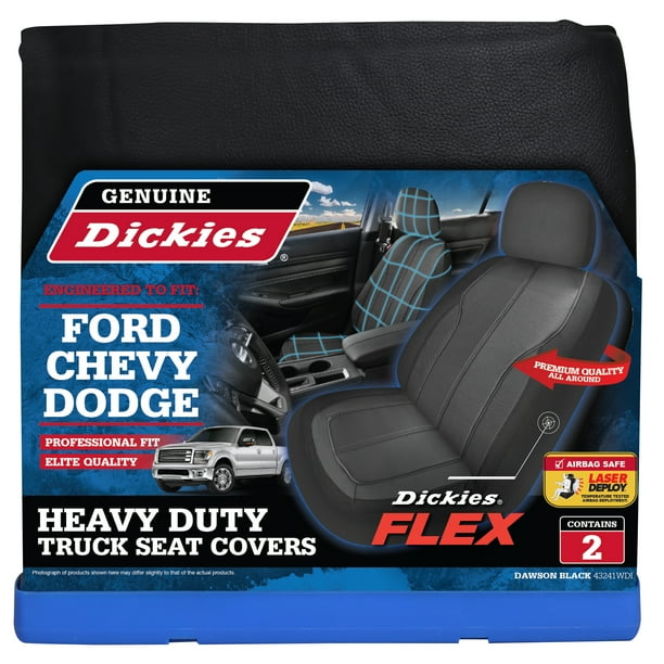 Genuine Dickies 2 Piece Truck Custom Fit Front Car Seat Covers Black