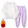 thumbnail image 5 of MXIEZI 1-12 Years Old Baby Kids Fall Winter Solid Color Long Sleeve Padded Sweatshirt and Sweatpants for Boys Girls Fleece Tracksuit 2PCS Outfit Toddler Sweatsuit Set, 5 of 8