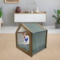 thumbnail image 3 of Orient Pet House, Ornate Mosaic Oriental Eastern Patterns with Damask Art, Outdoor & Indoor Portable Dog Kennel with Pillow and Cover, 5 Sizes, Yellow Green Teal, by Ambesonne, 3 of 5