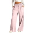 thumbnail image 3 of jiaxiM Wide Leg Pants for Women High Waist Wide Leg Linen Palazzo Pants for Women Drawstring Baggy Trousers Pants for Women Women's Lounge Pants Summer Spring Outfits, 3 of 7