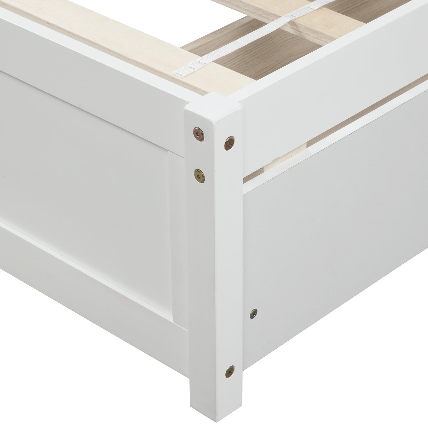 Holaki Twin Size Wood Bed with 2 Storage Drawers for Kids, White