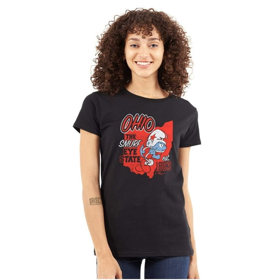 Ohio Buckeye State Athlete Fan Smurfs Women's T Shirt Ladies Tee Brisco Brands S