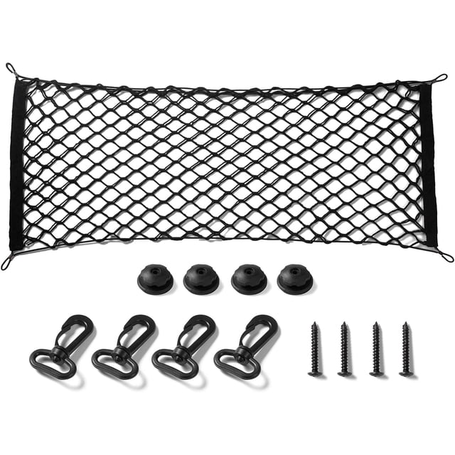 Red de carga estirable, accesorios exteriores del coche, red de almacenamiento elástica ajustable para maletero con gancho para SUV, coches y camiones (35,4 x 15,8 pulgadas)