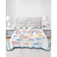 thumbnail image 2 of Quilts Twin Size Bedding Set, Rainbow Sunshine Lightweight Quilted Comforter, Rainy Cute Blue Border Soft Reversible Bedspread Coverlet with Pillow Covers for All Season, 68" x 86", 2 of 7