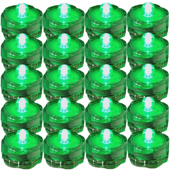JYtrend Super Bright LED Floral Tea Light Submersible Lights for Party Wedding (Green, 20 Pack)