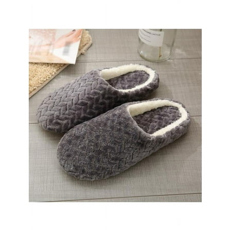 

Men Women Slippers Slip On Plush Soft Winter Warm Ladies Home Indoor Shoes