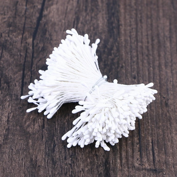 SKISUNO 400Pcs White Plaster Floral For Craft Projects And Scrapbook Decoration 1.6x0.08x0.08in