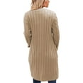 thumbnail image 4 of Inevnen Womens Long Sleeve Cable Knit Long Cardigan Open Front Button Sweater Outerwear, 4 of 8