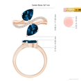 thumbnail image 5 of ANGARA Natural 3.8 ct London Blue Topaz Two-Stone Bypass Ring in 14K Rose Gold for Women (Size-9x7mm) | November Birthstone, Anniversary, Jewelry Gift for Women | Natural London Blue Topaz Ring, 5 of 10
