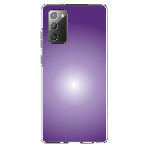 DistinctInk Clear Shockproof Hybrid Case for Samsung Galaxy Note 20 (6.7" Screen) - TPU Bumper, Acrylic Back, Tempered Glass Screen Protector - Purple White Gradient Burst