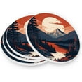 thumbnail image 6 of Mountains Trees Coaster, Drinks Round Absorbent Stone Set with Ceramic Stone and Cork Base, Tabletop Protection Mats and Cups Place for 2PCS Home Decor, 6 of 6