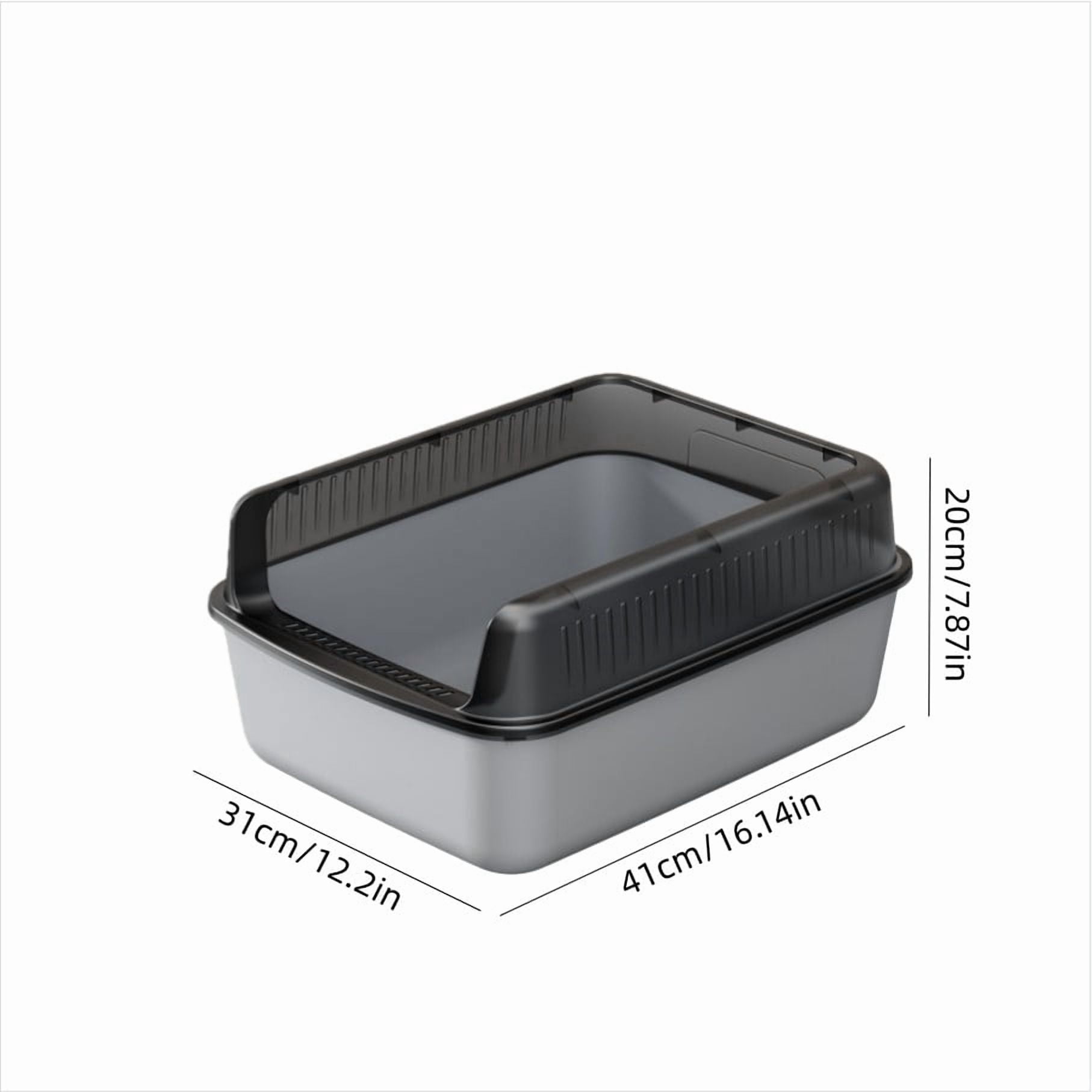 Enclosed Cat Litter Box | Top Entry, High Sides Odor Control | Black Plastic, 16"x12", Tall Walls Prevent Litter Scatter | Easy Clean Detachable Design | Spacious Interior, Air Circulation, Scoop
