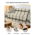 thumbnail image 4 of Linen Buffalo Check Couch Cover for 2 Cushion Couch, Retro Black Lines Grid Pattern Washable Love Seat Sofa Covers Slipcover, Throw Sofa Covers for Pets, Furniture Protector 71"x102", 4 of 9