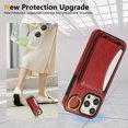 thumbnail image 5 of for iPhone 11 Pro Wallet Case with Card Slots, Hand Wrist Strap Rotate Ring Design, Finger Grip Ring PU Leather Magnetic Button Shockproof Purse Phone Cover for iPhone 11 Pro, Red, 5 of 7