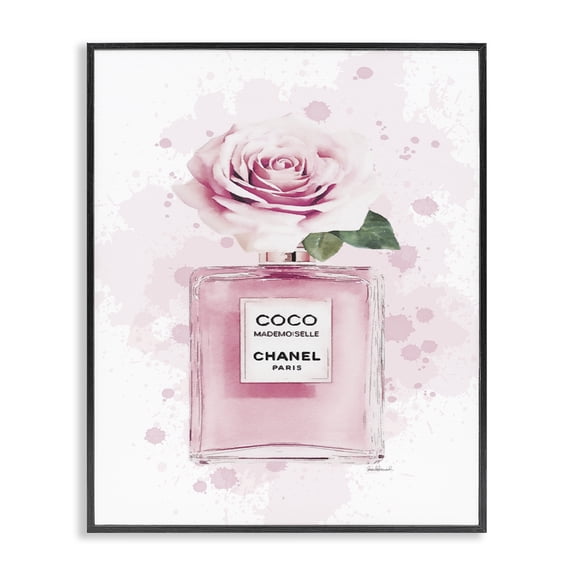 Stupell Industries Contemporary Pink Flower Perfume Fashion Glam Black Framed Giclee Art, 11 x 14, by Amanda Greenwood