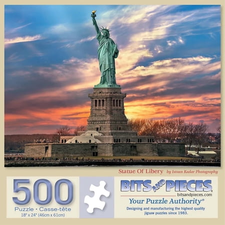 Bits and Pieces Jigsaw Puzzle Sunset on Liberty Island 500 Piece 18 x 24