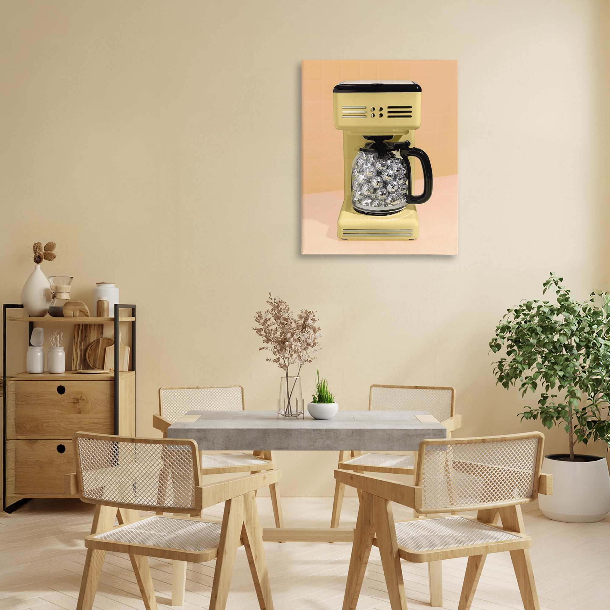 Stupell Industries Disco Coffee Maker over Yellow Canvas Wall Art, design by LISH Creative