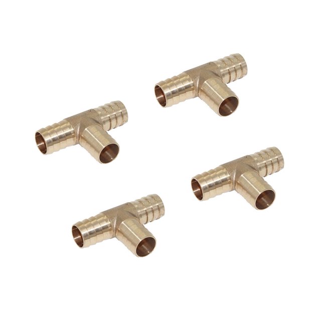 Accesorio de tubería del conector en T del tubo del fusible del ensamblador camiseto de latón dorado 4x 19 mm Soledad Adaptador de púas de latón