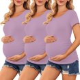 thumbnail image 6 of Women's Maternity Shirts Crew Neck Short Sleeve Top Casual Loose Tee Side Ruched Pregnancy Clothes, 6 of 8