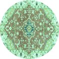 thumbnail image 1 of Ahgly Company Indoor Round Abstract Turquoise Blue Modern Area Rugs, 8' Round, 1 of 4