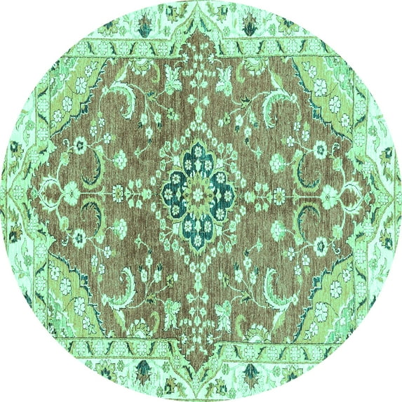Ahgly Company Indoor Round Abstract Turquoise Blue Modern Area Rugs, 8' Round