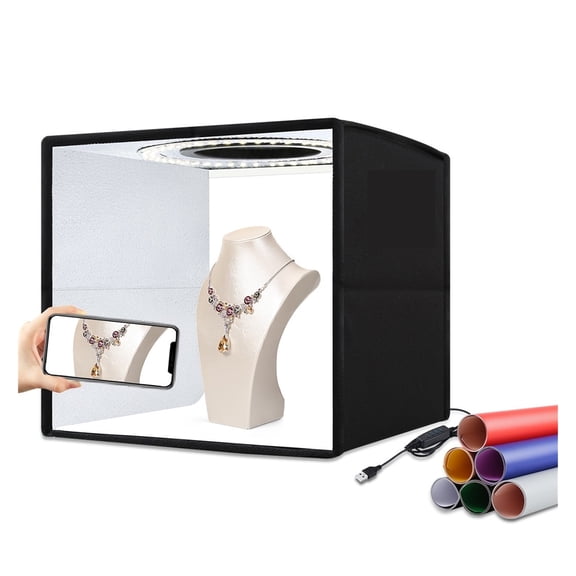 Softbox 3 Color Light Modes Lightbox Dimmable Led Ring Light Box Photo Lighting Studio Shooting Tent Box 6 Color Backdrops ,Easy to Use