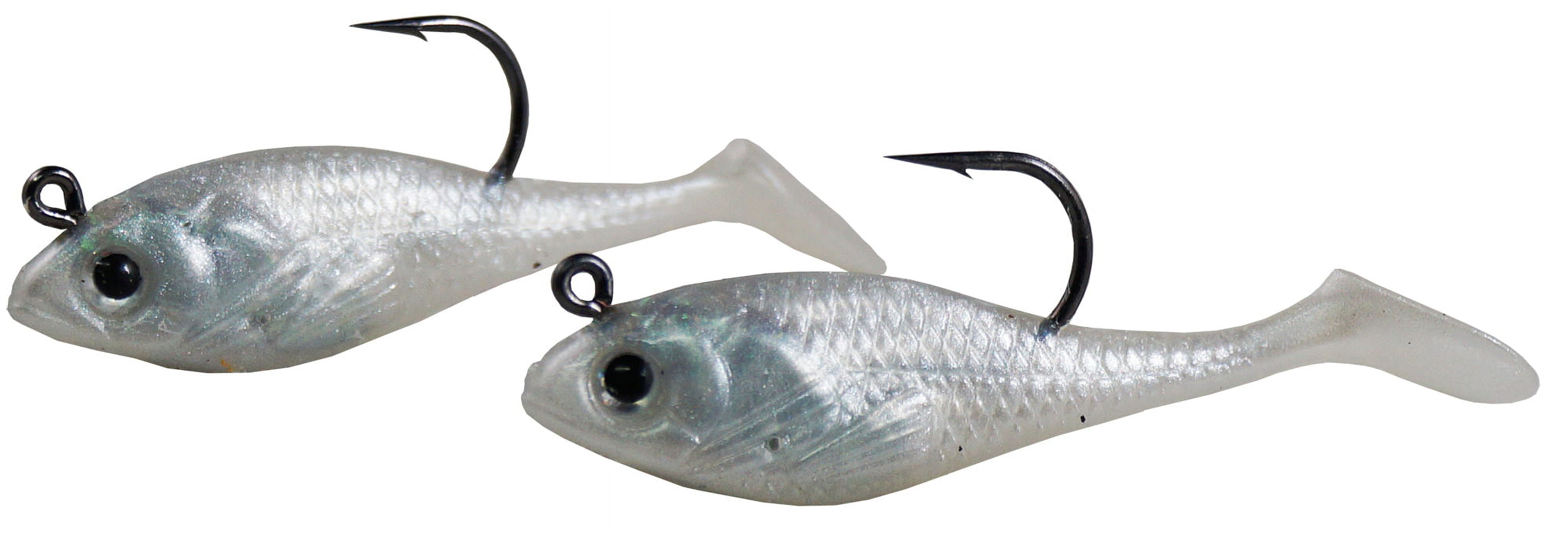 (3 pack) CRME 2" Pearl Paddle Tail Shad Swimbait Fishing Lures, 2-Count