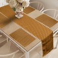 thumbnail image 2 of Ambesonne Yellow Chevron Table Runner & Placemats, Classical Brown, Placemat 4 pcs + Runner 14"x72", Pale Brown Marigold, 2 of 2
