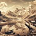thumbnail image 3 of Ambesonne Lake Duvet Cover Set, Snowy Mountains Sepia Effect, Queen, Grey Yellow Warm Taupe, 3 of 6