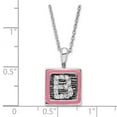 thumbnail image 2 of 925 Sterling Silver Spring-Ring Oxidized With pink enamel Necklace 18 Inch 11.85mm Wide Pendant Necklace for Women, 2 of 2