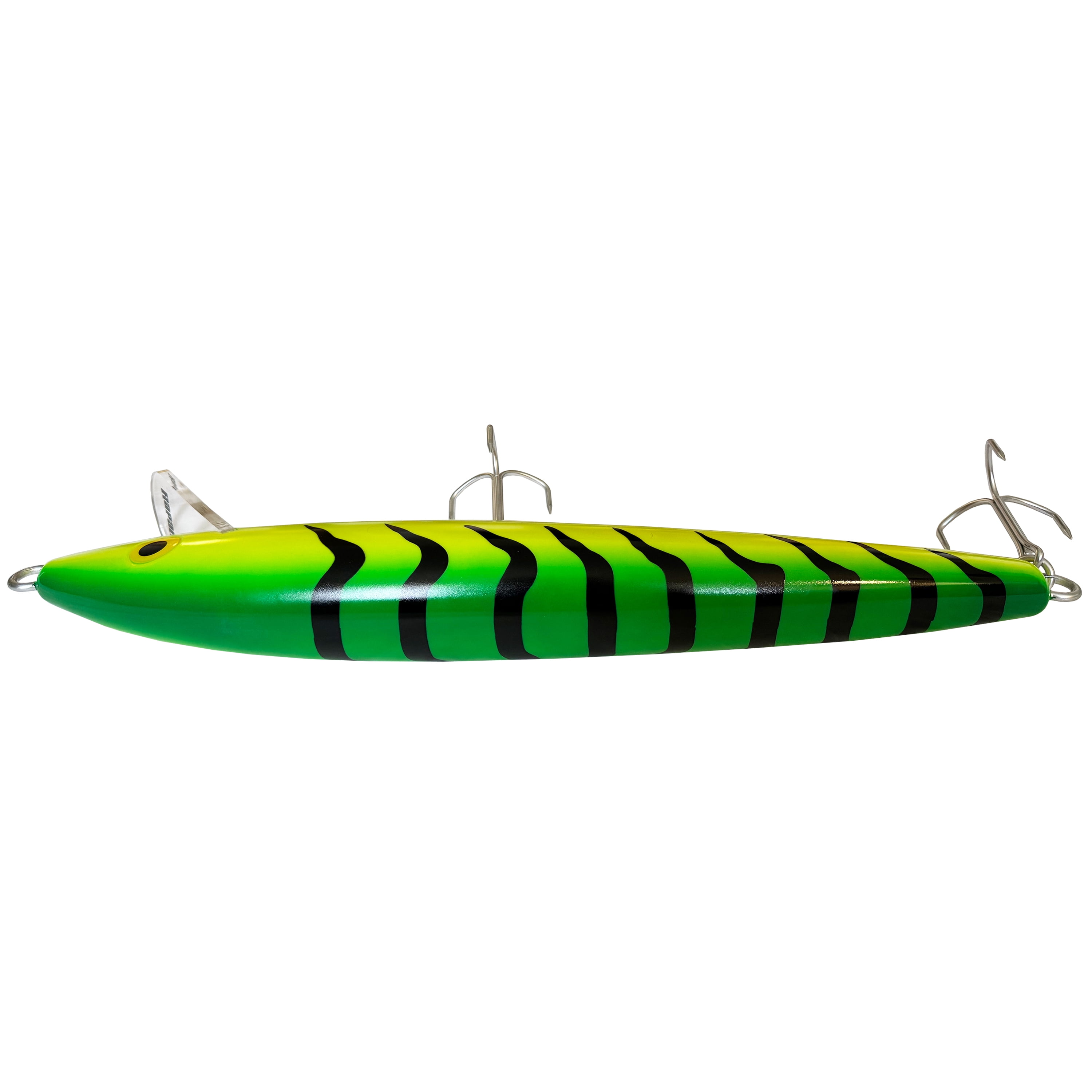 Rapala's 24.5” Giant Fishing Jerk Minnow Lure, Firetiger, Fisherman Décor, Easy-to-Hang, Green Yellow, 1.08 lbs