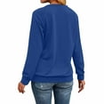 thumbnail image 5 of Aobny Women Shirt Long Sleeve Thermal Crew Neck Blue Sweatshirts Floral Shirt Pullover Work Out Shirts Women,XXL, 5 of 5