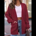 thumbnail image 4 of Cárdigan Extragrande de Punto Suave para Mujer con Bolsillos Vino Tinto XXL, 4 of 6