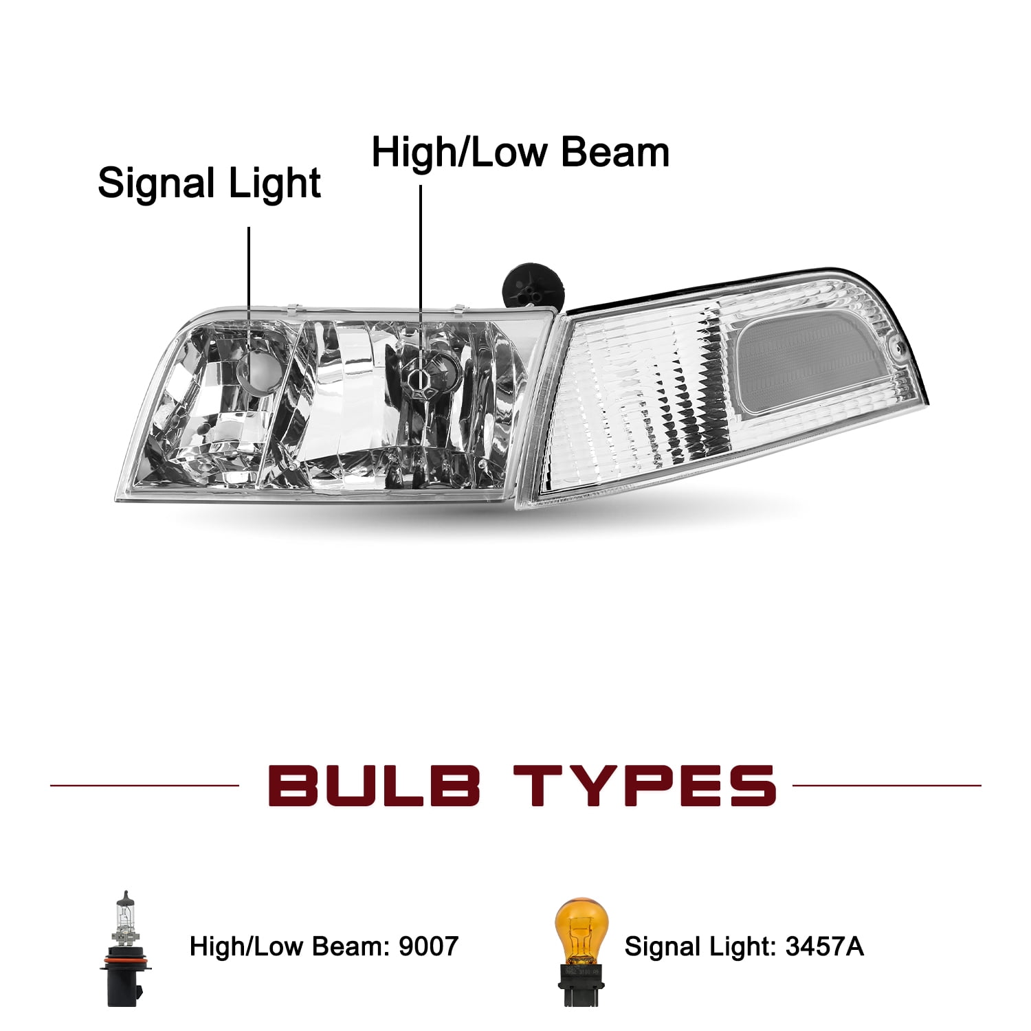 Fit 1998-2011 Ford Crown Victoria Headlights+Corner Signal Lamp Set LH+RH