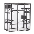 thumbnail image 5 of Pefilos 70" Outdoor Cat House Large Cat Shelter Enclosures Wood Animal Cage with 6 Platforms, Gray, 5 of 13
