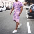 thumbnail image 1 of MKLEKYY Conjunto Deportivo Informal Corto Para Mujer Y Hombre, Ideal Para Vacaciones Y Fitness, Con Mangas Cortas Y Pantalones Cortos, Ideal Para Actividades De Primavera, Verano Y Otoño., 1 of 5