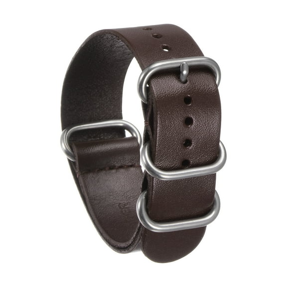Uxcell Genuine Leather Watch Band 22mm Quick Release Watch Strap with Silver Metal Buckle for Men Women, Dark Brown