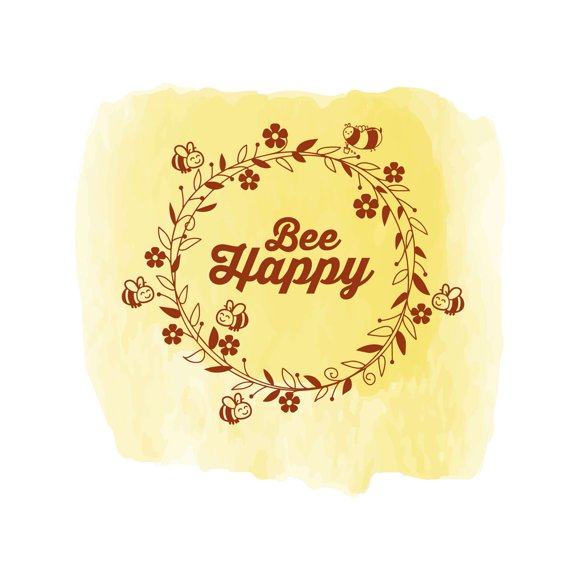 Bee Happy Watercolor Beautiful Honeybee'S Flying Wall Art Sticker Designs Vinyl Stickers For Home House Walls Rooms Windows Bedroom Decoration Size (12x12 inch)
