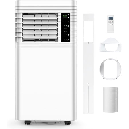 FREE VILLAGE Portable Air Conditioners 8,000 BTU, Small Portable AC with Cooling,Fan,Dehumidifier Function,24H Timer,Cooling up to 350 Sq.Ft.Window Kit Panel,62°F and 86°F Temperature Range