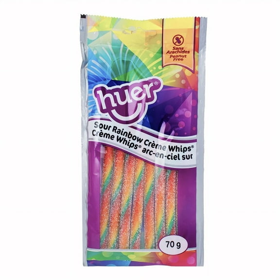Huer Sour Rainbow Creme Whips Gummy Candy, 70g/2.5 oz