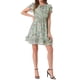 thumbnail image 1 of INSPIRE CHIC Vestido de Chifón Floral con Volantes y Manga de Volante, Cuello en V, Cintura Ajustable, por encima de la Rodilla, Talla XS, Verde Claro, 1 of 6