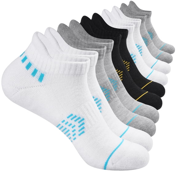 HIALTODAY 5 Pairs Women's Ankle Socks, Lightweight Breathable Cotton Blend Low Cut Casual Athletic ,Size 5-8,BLACK&GRAY&WHITE